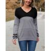 Zeagoo Womens 2026 Fall Sweaters Casual Long Sleeve Ribbed Knit Pullover V Neck Lightweight Crochet Pullover Sweater Top(Colorblock Tz172)