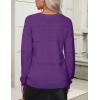 Zeagoo Womens 2026 Fall Sweaters Casual Long Sleeve Ribbed Knit Pullover V Neck Lightweight Crochet Pullover Sweater Top(Deep Purple)