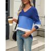 Zeagoo Womens 2026 Fall Sweaters Casual Long Sleeve Ribbed Knit Pullover V Neck Lightweight Crochet Pullover Sweater Top(Dusty Blue)