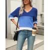 Zeagoo Womens 2026 Fall Sweaters Casual Long Sleeve Ribbed Knit Pullover V Neck Lightweight Crochet Pullover Sweater Top(Dusty Blue)
