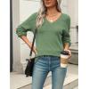 Zeagoo Womens 2026 Fall Sweaters Casual Long Sleeve Ribbed Knit Pullover V Neck Lightweight Crochet Pullover Sweater Top(Lake Blue)