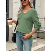Zeagoo Womens 2026 Fall Sweaters Casual Long Sleeve Ribbed Knit Pullover V Neck Lightweight Crochet Pullover Sweater Top(Lake Blue)