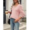 Zeagoo Womens 2026 Fall Sweaters Casual Long Sleeve Ribbed Knit Pullover V Neck Lightweight Crochet Pullover Sweater Top(Light Pink)