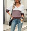 Zeagoo Womens 2026 Fall Sweaters Casual Long Sleeve Ribbed Knit Pullover V Neck Lightweight Crochet Pullover Sweater Top(Multicolored)