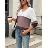 Zeagoo Womens 2026 Fall Sweaters Casual Long Sleeve Ribbed Knit Pullover V Neck Lightweight Crochet Pullover Sweater Top(Multicolored)