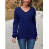 Zeagoo Womens 2026 Fall Sweaters Casual Long Sleeve Ribbed Knit Pullover V Neck Lightweight Crochet Pullover Sweater Top(Navy Blue)