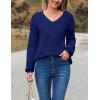 Zeagoo Womens 2026 Fall Sweaters Casual Long Sleeve Ribbed Knit Pullover V Neck Lightweight Crochet Pullover Sweater Top(Navy Blue)