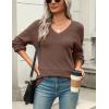 Zeagoo Womens 2026 Fall Sweaters Casual Long Sleeve Ribbed Knit Pullover V Neck Lightweight Crochet Pullover Sweater Top(Nutmeg)