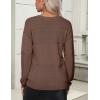 Zeagoo Womens 2026 Fall Sweaters Casual Long Sleeve Ribbed Knit Pullover V Neck Lightweight Crochet Pullover Sweater Top(Nutmeg)