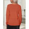 Zeagoo Womens 2026 Fall Sweaters Casual Long Sleeve Ribbed Knit Pullover V Neck Lightweight Crochet Pullover Sweater Top(Orange)
