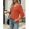 Zeagoo Womens 2026 Fall Sweaters Casual Long Sleeve Ribbed Knit Pullover V Neck Lightweight Crochet Pullover Sweater Top(Orange)