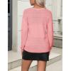 Zeagoo Womens 2026 Fall Sweaters Casual Long Sleeve Ribbed Knit Pullover V Neck Lightweight Crochet Pullover Sweater Top(Pink)