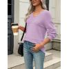 Zeagoo Womens 2026 Fall Sweaters Casual Long Sleeve Ribbed Knit Pullover V Neck Lightweight Crochet Pullover Sweater Top(Purple)