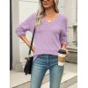 Zeagoo Womens 2026 Fall Sweaters Casual Long Sleeve Ribbed Knit Pullover V Neck Lightweight Crochet Pullover Sweater Top(Purple)