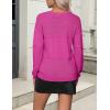 Zeagoo Womens 2026 Fall Sweaters Casual Long Sleeve Ribbed Knit Pullover V Neck Lightweight Crochet Pullover Sweater Top(Rose Red)