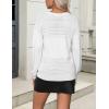 Zeagoo Womens 2026 Fall Sweaters Casual Long Sleeve Ribbed Knit Pullover V Neck Lightweight Crochet Pullover Sweater Top(White)