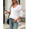 Zeagoo Womens 2026 Fall Sweaters Casual Long Sleeve Ribbed Knit Pullover V Neck Lightweight Crochet Pullover Sweater Top(White W1)