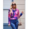 Zeagoo Womens Button Down Shirt Long Sleeve Blouse Business Work Tops Dressy Casual Floral Printed Outfits with Pocket(D-cx174)