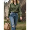 Zeagoo Womens Button Down Shirt Long Sleeve Blouse Business Work Tops Dressy Casual Floral Printed Outfits with Pocket(Green)