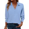 Zeagoo Womens Button Down Shirt Long Sleeve Blouse Business Work Tops Dressy Casual Floral Printed Outfits with Pocket(Light Blue)
