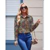 Zeagoo Womens Button Down Shirt Long Sleeve Blouse Business Work Tops Dressy Casual Floral Printed Outfits with Pocket(Mz721)