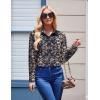 Zeagoo Womens Button Down Shirt Long Sleeve Blouse Business Work Tops Dressy Casual Floral Printed Outfits with Pocket(Mz869)