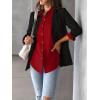 Zeagoo Womens Button Down Shirt Long Sleeve Blouse Business Work Tops Dressy Casual Floral Printed Outfits with Pocket(Red)