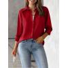 Zeagoo Womens Button Down Shirt Long Sleeve Blouse Business Work Tops Dressy Casual Floral Printed Outfits with Pocket(Red)