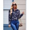 Zeagoo Womens Button Down Shirt Long Sleeve Blouse Business Work Tops Dressy Casual Floral Printed Outfits with Pocket(Sf180)