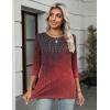 Zeagoo Women’s Casual 3/4 Sleeve T-Shirts Round Neck Cute Tunic Tops Basic Tees Blouses Business Work Tee Top(Black Red-mz838)