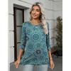 Zeagoo Women’s Casual 3/4 Sleeve T-Shirts Round Neck Cute Tunic Tops Basic Tees Blouses Business Work Tee Top(Blue Print-mz858)