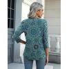 Zeagoo Women’s Casual 3/4 Sleeve T-Shirts Round Neck Cute Tunic Tops Basic Tees Blouses Business Work Tee Top(Blue Print-mz858)