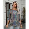Zeagoo Women’s Casual 3/4 Sleeve T-Shirts Round Neck Cute Tunic Tops Basic Tees Blouses Business Work Tee Top(Bohemia-mz779)