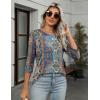 Zeagoo Women’s Casual 3/4 Sleeve T-Shirts Round Neck Cute Tunic Tops Basic Tees Blouses Business Work Tee Top(Bohemia-mz779)