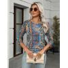 Zeagoo Women’s Casual 3/4 Sleeve T-Shirts Round Neck Cute Tunic Tops Basic Tees Blouses Business Work Tee Top(Bohemia-mz779)