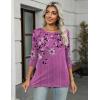 Zeagoo Women’s Casual 3/4 Sleeve T-Shirts Round Neck Cute Tunic Tops Basic Tees Blouses Business Work Tee Top(Flower-sf219)