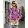 Zeagoo Women’s Casual 3/4 Sleeve T-Shirts Round Neck Cute Tunic Tops Basic Tees Blouses Business Work Tee Top(Flower-sf219)