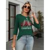 Zeagoo Women’s Casual 3/4 Sleeve T-Shirts Round Neck Cute Tunic Tops Basic Tees Blouses Business Work Tee Top(Green Christmas-sd484)