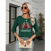 Zeagoo Women’s Casual 3/4 Sleeve T-Shirts Round Neck Cute Tunic Tops Basic Tees Blouses Business Work Tee Top(Green Christmas-sd484)