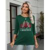 Zeagoo Women’s Casual 3/4 Sleeve T-Shirts Round Neck Cute Tunic Tops Basic Tees Blouses Business Work Tee Top(Green Christmas-sd484)