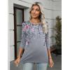 Zeagoo Women’s Casual 3/4 Sleeve T-Shirts Round Neck Cute Tunic Tops Basic Tees Blouses Business Work Tee Top(Grey Flower)