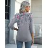Zeagoo Women’s Casual 3/4 Sleeve T-Shirts Round Neck Cute Tunic Tops Basic Tees Blouses Business Work Tee Top(Grey Flower)
