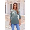 Zeagoo Women’s Casual 3/4 Sleeve T-Shirts Round Neck Cute Tunic Tops Basic Tees Blouses Business Work Tee Top(Grey Flower-wf71)