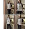Zeagoo Women’s Casual 3/4 Sleeve T-Shirts Round Neck Cute Tunic Tops Basic Tees Blouses Business Work Tee Top(Grey Stripe)