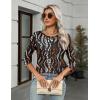 Zeagoo Women’s Casual 3/4 Sleeve T-Shirts Round Neck Cute Tunic Tops Basic Tees Blouses Business Work Tee Top(Leopard Print-an432)