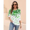 Zeagoo Women’s Casual 3/4 Sleeve T-Shirts Round Neck Cute Tunic Tops Basic Tees Blouses Business Work Tee Top(Lucky Clover Print)