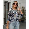 Zeagoo Women’s Casual 3/4 Sleeve T-Shirts Round Neck Cute Tunic Tops Basic Tees Blouses Business Work Tee Top(Navy Boho-mz873)