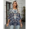Zeagoo Women’s Casual 3/4 Sleeve T-Shirts Round Neck Cute Tunic Tops Basic Tees Blouses Business Work Tee Top(Navy Boho-mz873)