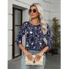 Zeagoo Women’s Casual 3/4 Sleeve T-Shirts Round Neck Cute Tunic Tops Basic Tees Blouses Business Work Tee Top(Navy Floral-sf180)