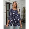 Zeagoo Women’s Casual 3/4 Sleeve T-Shirts Round Neck Cute Tunic Tops Basic Tees Blouses Business Work Tee Top(Navy Floral-sf180)